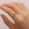 Bröllopsringar Youthway Tarnish Free Chic White Cubic Zirconia Justerbart rostfritt stål Ringguld 18K PVD Pläterad modekonstruktionsmycken