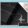 Pendant Necklaces High Quality Ecg Chain Necklace Stainless Steel Cute Heart For Women Fashion Accessories Jewelry Wholesale Drop De Dhpkx