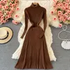 Casual Dresses Turtleneck Sweater Dress Women 2023 Autumn Fashion Long Sleeve Knit Elegant Ladies Slim Party A-line Bottom Vestidos