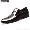 Klänningskor italienska Oxford för män Designer Mens Patent Pu Leather Black Pointed Toe Classic Derbies 230130