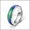 Band Rings Temperature For Couple Mens Warm Ring Color Changing Smart Stainless Steel Female Finger Jewelry Drop Delivery Dhfhm