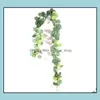 Decorative Flowers Wreaths Dense Leaf Artificial Eucalyptus Garland Faux Silk Leaves Vines Handmade Greenery Wedding Backdrop Arch Dhw9M