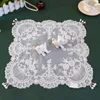 Nappe de Table brodée en dentelle, Poly blanc, crochet, pompon, couture à la main, perle carrée, tapis rond, couverture de chemin, MF048