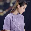 Abbigliamento etnico 2023 Abito tradizionale cinese Qipao Ricamo floreale cheongsam in lino di cotone retrò vintage orientale