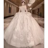 Dubai a line -jurken plus size chapel trein lieverd vestido de novia appliqued bruids trouwjurken op maat gemaakte kant modern kristal woensdag 403