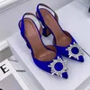 Nouveau 2023 Sandales Talons Hauts Femmes Chaussures Formelles Pantoufles En Cuir Semelle Designer Noir Rose Diamant Chaîne Décoration Banquet De Soie De Mariage Sexy Avec Boîte Femmes