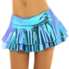 Skirts Laser Color Mini Skirt Ladies Sexy Summer Women Clubwear Holographic Double Layer Skater Low Waist Dancing Bottoms