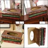 Tissue Boxes Napkins Creative Europe Rec Napkin Paper Retro Style Book Box Luxurious Holder Ring Storage Table Decoration Drop Del Otlmg