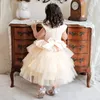 Girl Dresses Princess Champagne Formal Children Party Elegant Kids Gowns Sequins Tulle Cake Wedding Birthday First Communion Dress