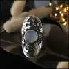 Cluster Rings Rongyu Fashion Star Creative Magician Male And Female Moonstone Thai Sier Ring 813 R2 Drop Delivery Jewelry Dholn