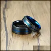 Bandringe 6mm 8mm Edelstahl für Herrenmode Liebesschmuck Blauer Goldstreifen als Valentinstagsgeschenk Wholesalez Drop Lieferung Dhocr