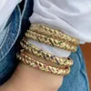 Bangle 3pcs luksusowe vintage złoto plisowane cZ micro prepand multi kolor krystalicznie niebieski zielony biały impreza biżuteria ślubna