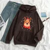 Frauen Hoodies Kawaii Weihnachten Elk Frauen Harajuku Anime Print Lady Pullover Jahr Weihnachtsfeiertag Feminin süße Kapuzen -Sweatshirts