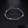 Anklets sommarkristallp￤rlor f￶r kvinnor kvinnliga sandaler fot smycken mti f￤rg ankel armband ben kedja drop leverans otbot