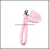 Keychains Lanyards Creative Keychain For Women Fashion Cotton Rope Handwoven Leaf Car Key Chain Bag Pendant Accessory Couple Frien Otafe