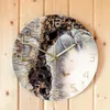 Wandklokken Abstract alcohol inkt Gedrukte klok moderne kunst marmeren textuur stille kwarts waterverfschildering home decor horloge