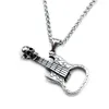 Pendant Necklaces European And American Jewelry Vintage Stainless Steel Big Guitar Necklace Personalized Creative Men's Tag