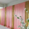 Party Decoration 2023 August Arrival White Curtain Blush Pink Ice Silk Gold Sequin Drape Backdrop Wedding Birthday