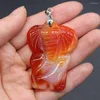 Pendant Necklaces Wholesale4PC Natural Stone Gem Agate Elephant For Jewelry MakingDIY Necklace Earring Accessories Party Gift Decor38x50mm