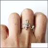 Кольца Band Creative 26 AZ English Letter Pirtan Simple Sier Color Open Ring Регулируемые подарки из алфавита для Lady Girlsy D Dhbgn