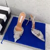 Lokala lager Aquazzura Sandal Designer Shoes Begum Bowknot Butterfly Pvc Pumpar Röda höga klackar Diamond Shine Sandals Rhinestone Transparent Women Crystal Shoe Shoe