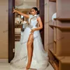 Suknia ślubna Inne sukienki Linia Tiulowe suknie Tiulowe Koronkowe aplikacje puste Out Sexy Bridal Side Split Robe de Mariageother