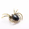Broches Spider Black Gem Broche Mujeres Bling Insect Pin Jewelry Wedding Party Gift