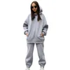 Women's Tracksuits Autumn Tracksuit Women Fashion Solid Color Long Sleeve Thick Warm Sports Hooded Elastic Waist Pants Sets ensemble jogging femme 230131