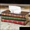 Tissue Boxes Napkins Creative Europe Rec Napkin Paper Retro Style Book Box Luxurious Holder Ring Storage Table Decoration Drop Del Otlmg