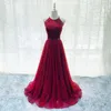 Party Dresses Burgundy Halter Beading Sleeveless Evening Dress Elegant Sequins A-Line Backless Floor-Length Formal Gown Woman B738