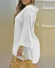 Kvinnors tvåbitar byxor Kvinnor Plain Bell Sleeve Vneck Long Casual Loose Top Shorts Set Summer Solidwar Suit Set 230131