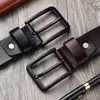 Bältesdesignbältet män äkta läder toppkvalitet för jeans rem av manlig metall lyx stift spänne ceinture hommebelts enek22