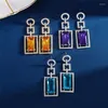 Dangle Earrings EYER Luxury Delicate Blue Cubic Zircon Square Drop Big Yellow CZ Crystal Shiny For Women Unique Geometric Party Jewelry