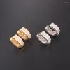 Hoop Earrings Exquisite Design Shiny Inlaid Zircon Gear Fashion High Sense Banquet Party Jewelry Gift