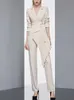 Women's Two Piece Pants est Designer Women Fashion Blazer 2 Pieces Set Patchwork Vintage Suit Jackets Straight Pantsuit Female Chic Outfits 230131