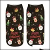 Décorations De Noël Xmas Halloween Chaussettes Imprimées Pour Le Père Noël Renne Citrouille 3D Texture Douce Bateau Court Chaussette De Bande Dessinée Wq559 Dr Dho5F