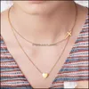 Colares de pingentes Colher de aço inoxidável Colar Cross Heart para mulheres Gold Gold Sier Chain Fashion Mtilayer Jóias de partido Drop Deliver Dhtpu