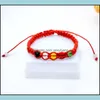 Bracelets à breloques Tissés à la main Cristal Colorf Corde Bracelet Benming Année Rouge Bijoux Drop Delivery Dh6Js