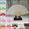 Annan heminredning Portable storlek DIY Summer Bamboo Folding Hand Hold Fan Chinese Dance Party Pocket Gifts Wedding Solid Color Drop Del Otoc0