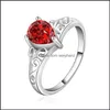 Solitaire Ring Rings for Women Cubic Zirconia China Wholesale Wedding Crystal Red Sier Diamond Gemstone Drop Leverans smycken DH02N
