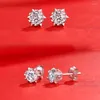 Stud-oorbellen 6 Sneeuwvlok Moissanite Real 0,5-1 karaat D kleur lab diamant earstud 925 sterling zilveren klassieke oorrang