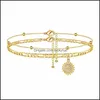 Tornozeleiras 14k Bracelets de tornozelo de ouro 14k para mulheres delicadas em camadas em camadas de tornoziga j￳ias de ver￣o presentes 46 e3 entrega de gota dhjy2