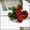 Dekoracyjne kwiaty wieńce sztuczne bukiet begonia czerwony różowy bez garntu Plant Silk Fake Flower Home Office Dekoracja ślubna D Otkxa