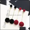 Ciondola Lampadario Moda Rosso Nero Peluche Palla Personalità Orecchini Per Le Donne Gioielli Regalo Rotondo Lungo Nappa Semplice Orecchino A Goccia S Dhdxf