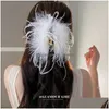 Hair Clips Barrettes Autumn Winter Acrylic Hairclips For Women Ostrich Feather Clip Large Shark Lady Barrette Hairclip Drop Delive Dh2C5