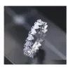 Band Rings Eternal Zircon Finger Ring CZ Wedding Irregar White Cubic Engagement Love Heart Drop Delivery Jewelry OT4L2