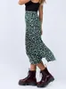 Skirts Sexy Leopard Print Chiffon Split Skirt Casual Fashion Long Skirts for Women Spring Summer Zip Elegant Female Skirt 230131