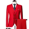 Herenpakken Blazers Jacket Vestbroek Threepiece Solid Color Slimfit Boutique Business Fashion Clothing Set 230130