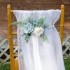 Decoratieve bloemen Weddingstoel Bloemdecor Kunstrangschikking Back Bread Pew Party With Chiffon Ribbons