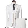 Herenpakken Blazers Jacket Vestbroek Threepiece Solid Color Slimfit Boutique Business Fashion Clothing Set 230130